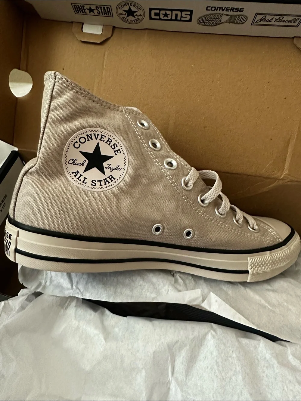 Converse Chuck Taylor® All Star® High Top Sneakers - Beige Canvas - Picture 12 of 13